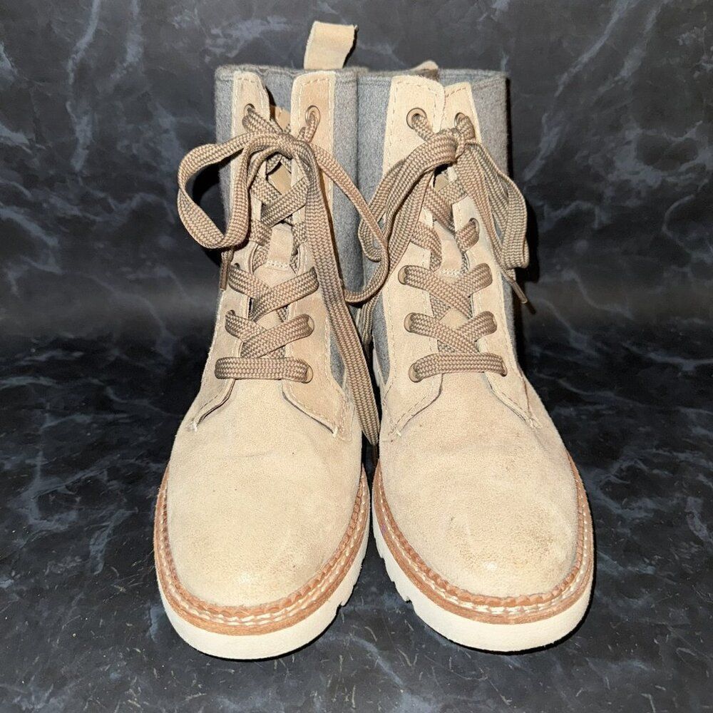 Bionica Derinda Waterproof Combat Lace Up Boot Ivory Cream Gray Women’s Size 7M - Picture 2 of 9